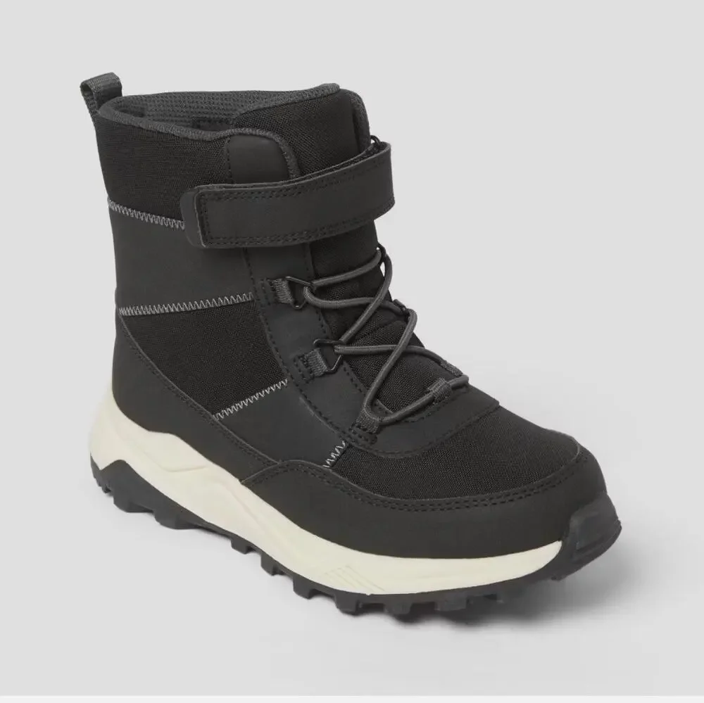 Cat & Jack Noah Boys Waterproof Hiker Winter Boots Black Snow Shoes Size 13 NWOB